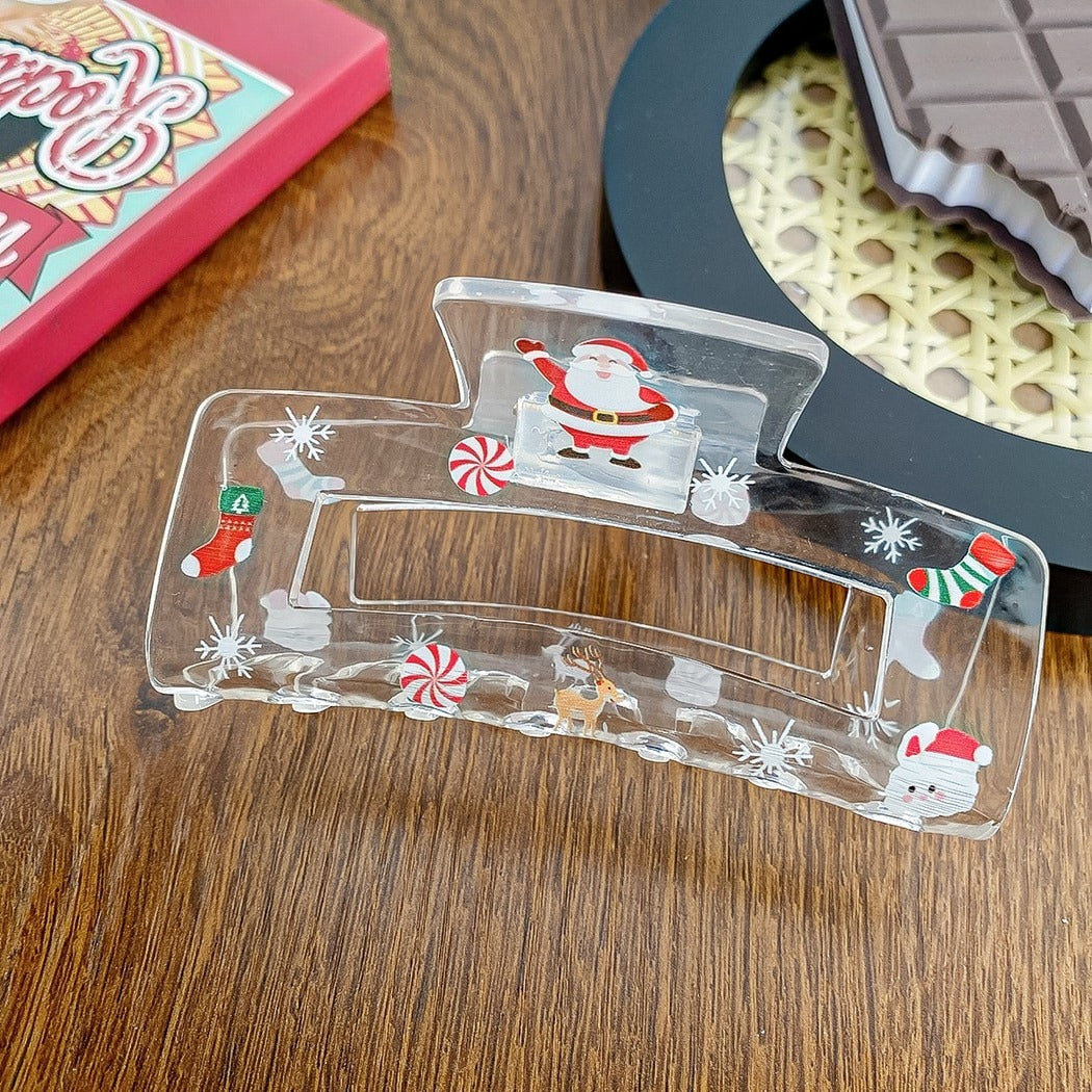 Beau - Christmas Theme Print Openwork Claw Clip