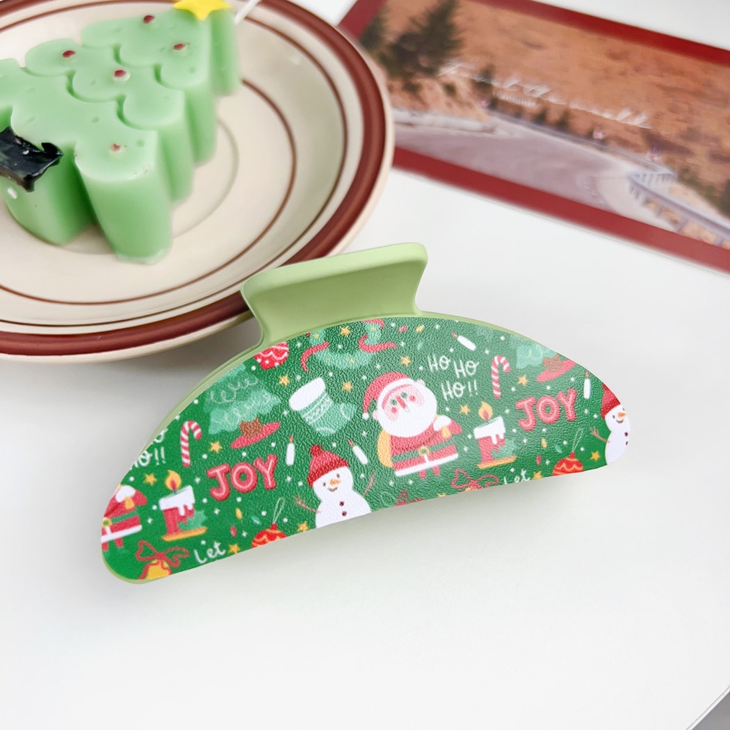 Beau - Classic Christmas Theme Print Claw Clip