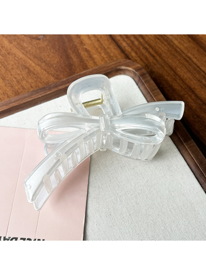 Beau - Large Bow Ring Detail Geometric PC Claw Clip