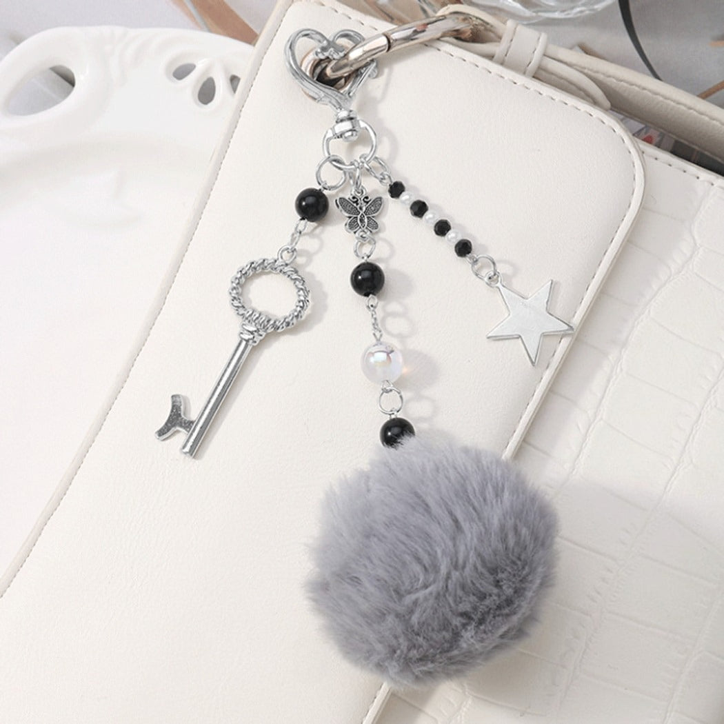 Keypus - Y2K Fuzz Ball and Cross Design Keychain