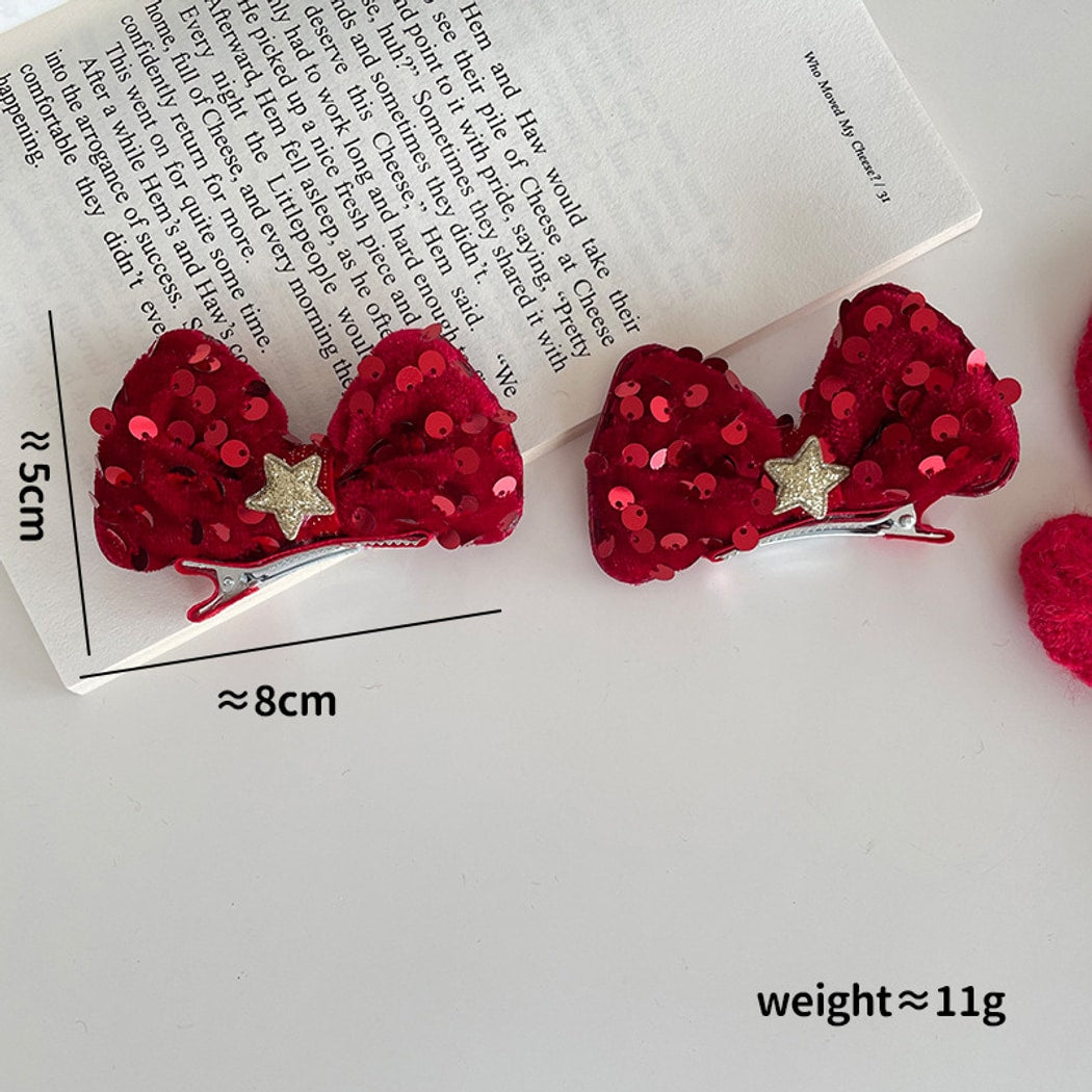 Beau - Christmas Sequin Star Bow Hair Accessories