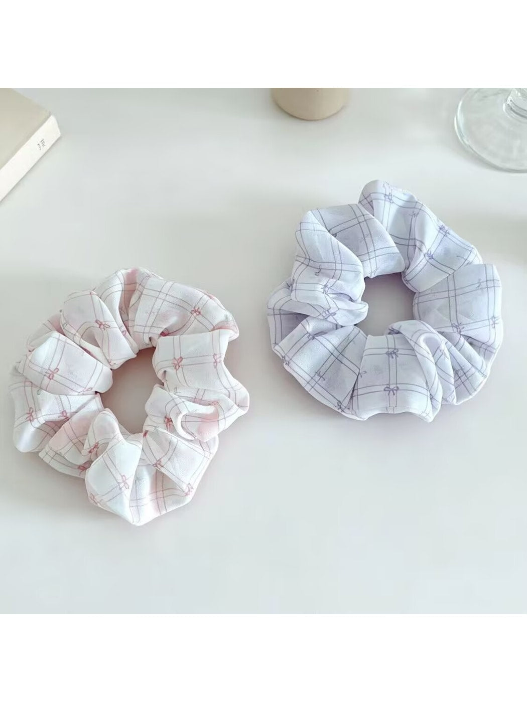 Gifty - Simple Plaid Geometric Pattern Hair Scrunchie