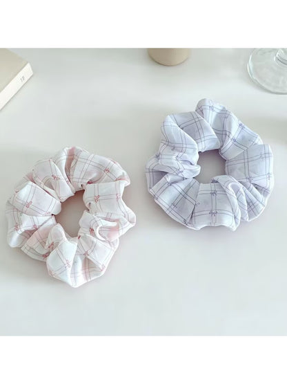 Gifty - Simple Plaid Geometric Pattern Hair Scrunchie