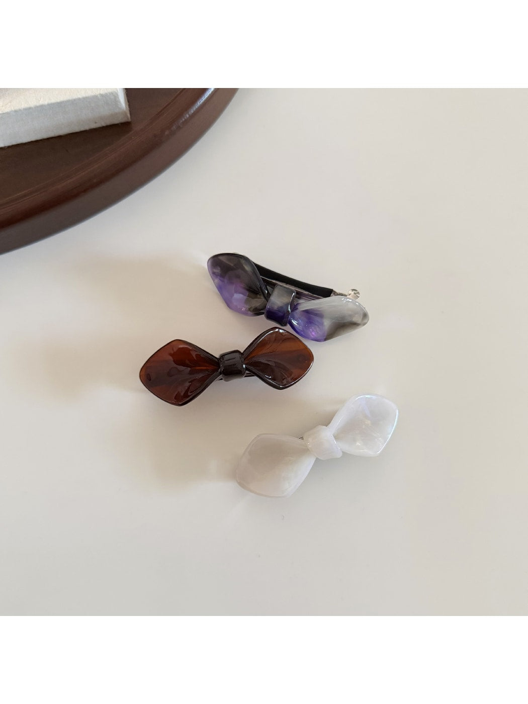 Beau - Marbled Bow Acetate Fiber Hair Clip