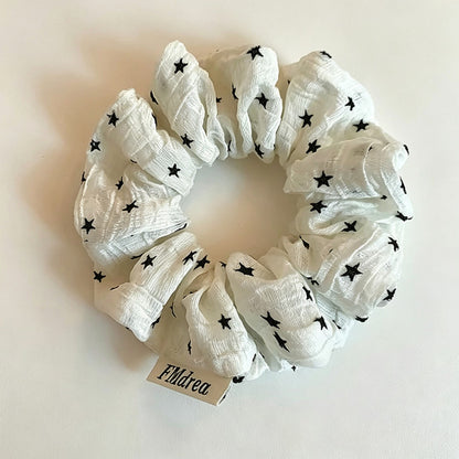 Gifty - Star Print Textured Polyester Fabric Scrunchie