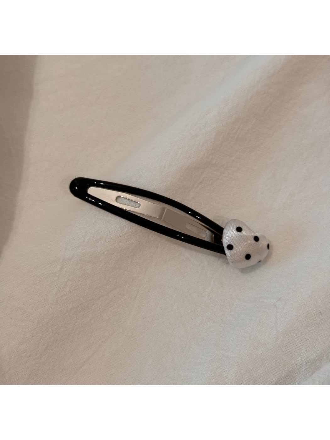 Beau - Polka Dot Heart Satin Finish Fabric Scrunchie