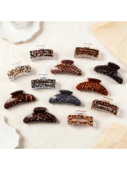Beau - Vintage Leopard Print Curved Claw Clip