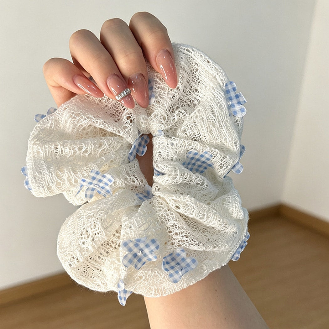 Gifty - Polyester Floral Lace Trim Scrunchie