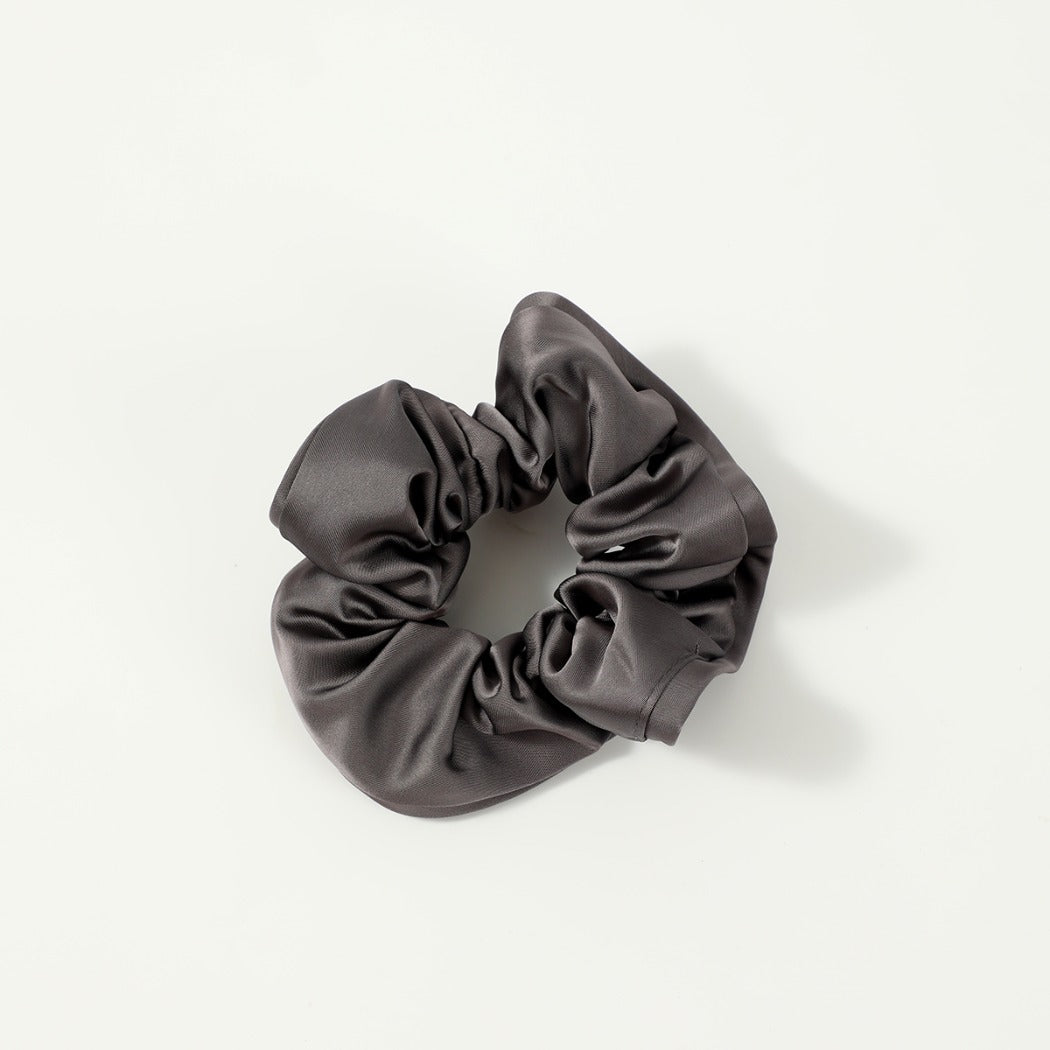 Gifty - Solid Color Satin Scrunchie with Ruffle Detail