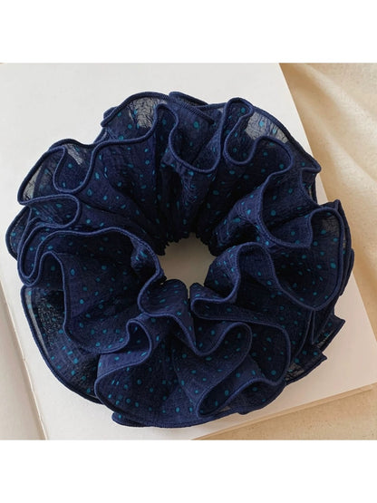 Gifty - Blue Polka Dot Ruched Scrunchie
