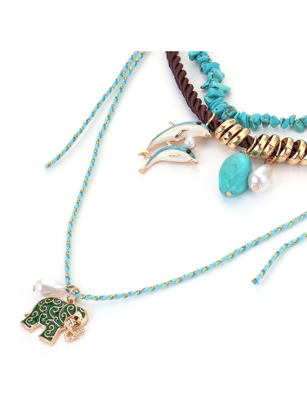 Nozari - Boho Style Elephant Pendant Cord Chain Necklace