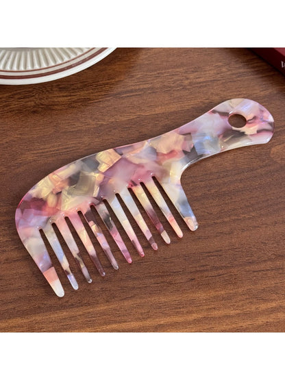 Camerow - Chic Long Handle Comb Wide Tooth Design Acetate