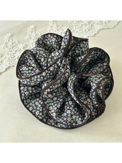 Gifty - Floral Trim Layered Ruffle Hair Scrunchie