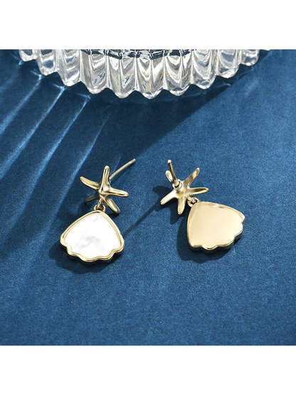 Earedge - Star Drop Fan Shape Stud Earrings