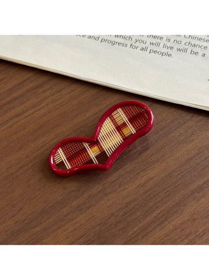 Beau - Plaid Acetate Alloy Side Bangs Hair Clip