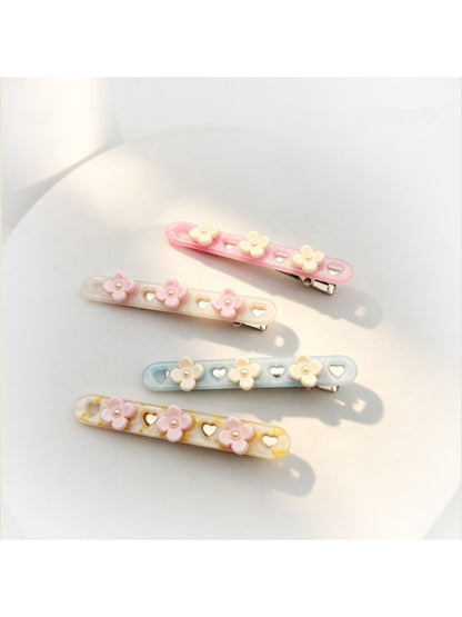 Beau - Acetate Floral Hollow-Out Rectangular Hair Clip