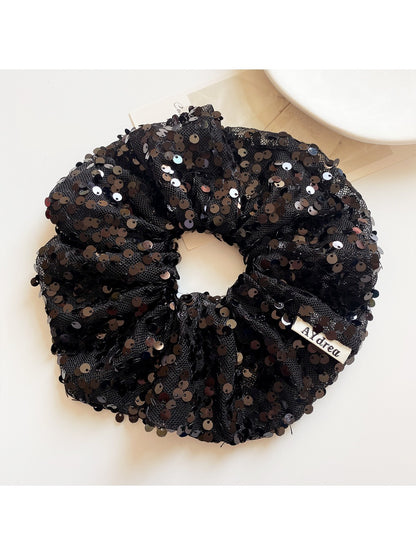 Gifty - Black Silver Sequin Scrunchies