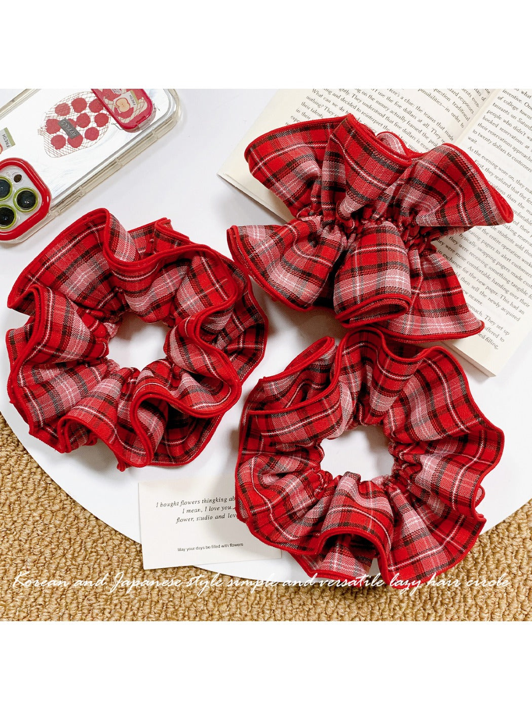 Gifty - Red Plaid Hair Ring