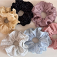 Gifty - Polka Dot Ruffle Trim Fabric Scrunchie