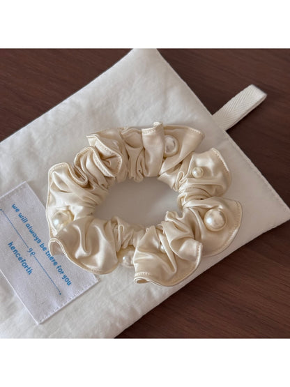 Gifty - Beaded Ruffle Elastic Ponytail Scrunchie