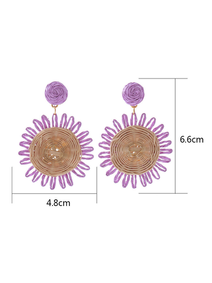Earedge - Bohemian Round Geometric Raffia Earrings