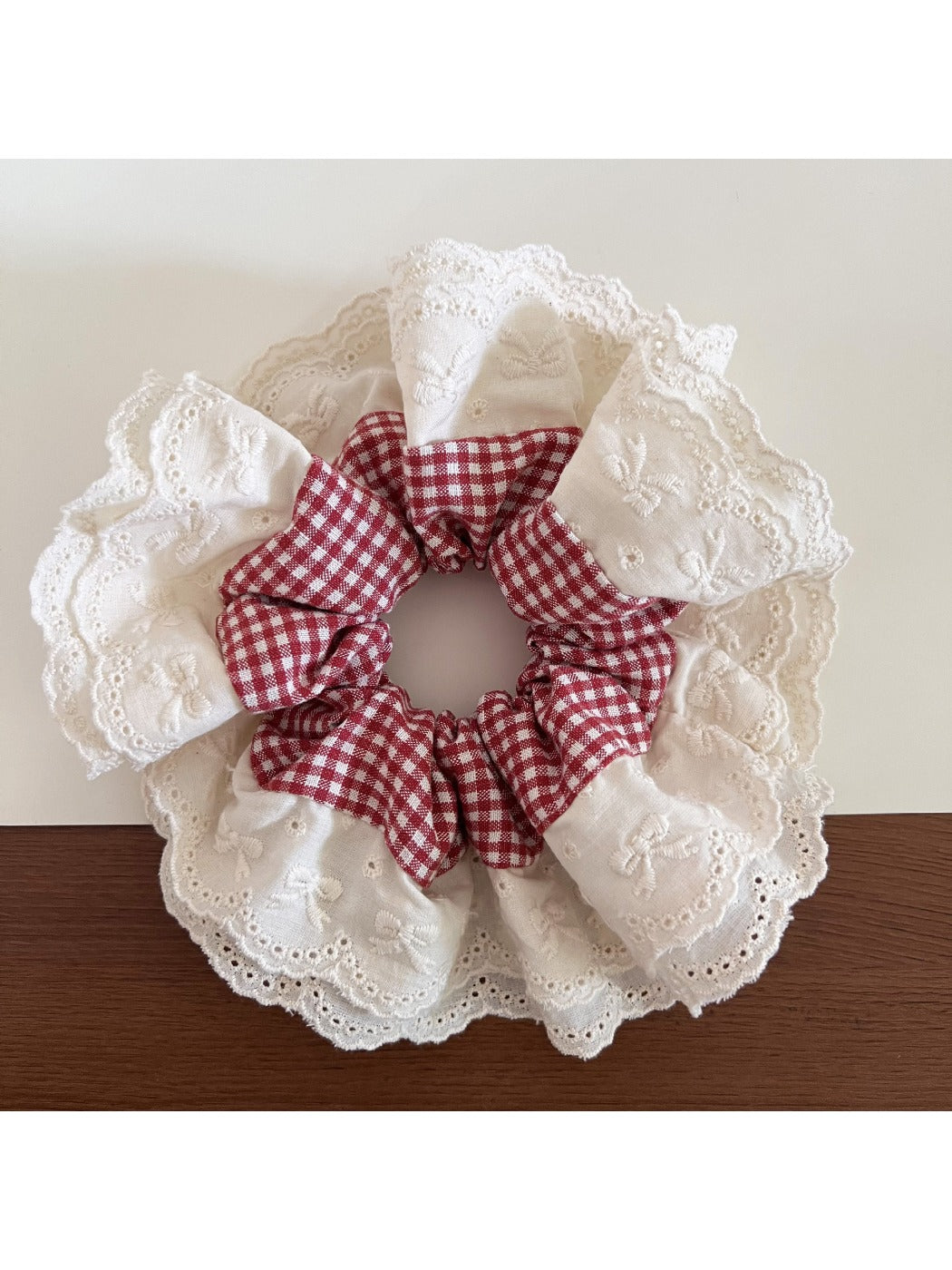 Gifty - Plaid Hair Ties with Lace Trim