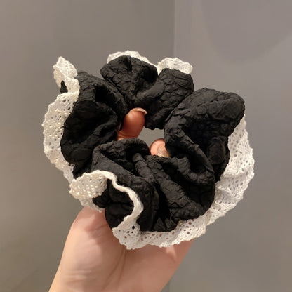 Gifty - Retro Lace Ruffle Fabric Hair Scrunchie