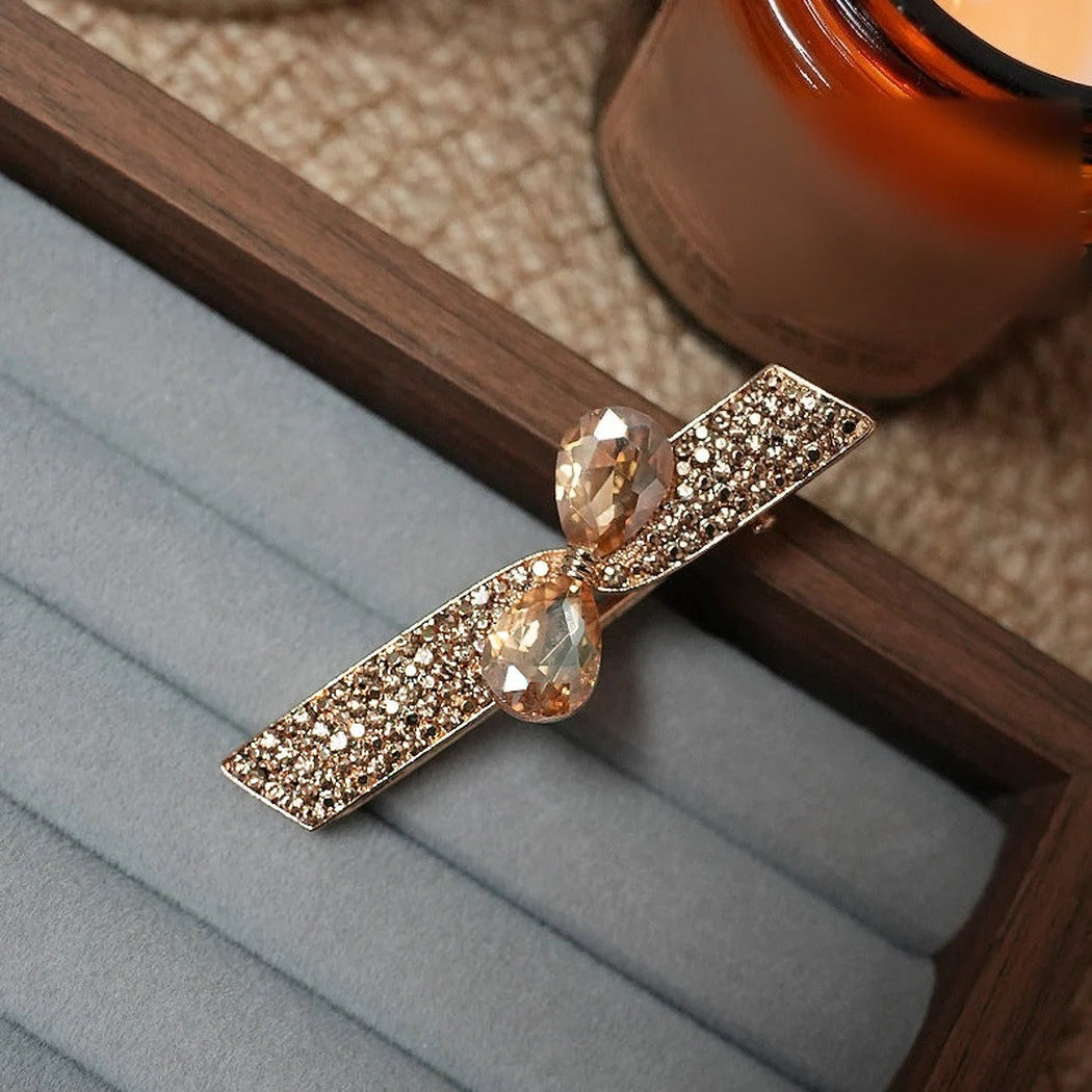 Beau - Bow Teardrop-Accent Spring Hair Clip