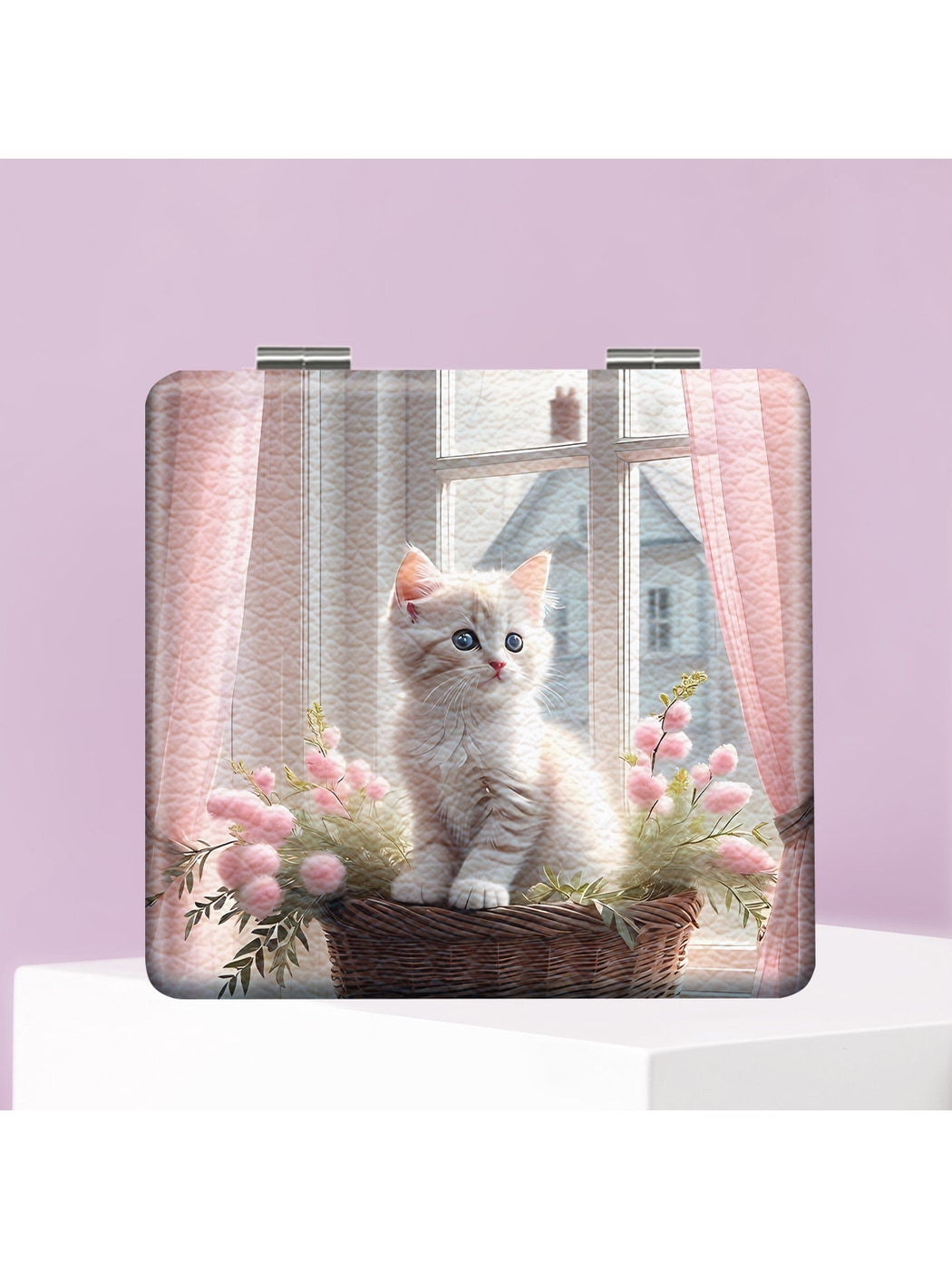 Mirroray - Cute Cat Print Portable Folding Makeup Mirror