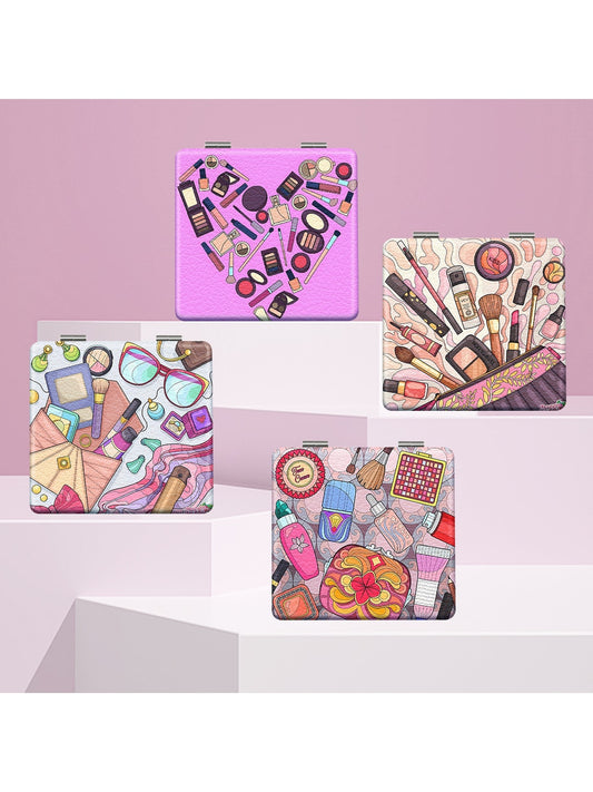 Mirroray - Cartoon Print Portable Folding Makeup Mirror
