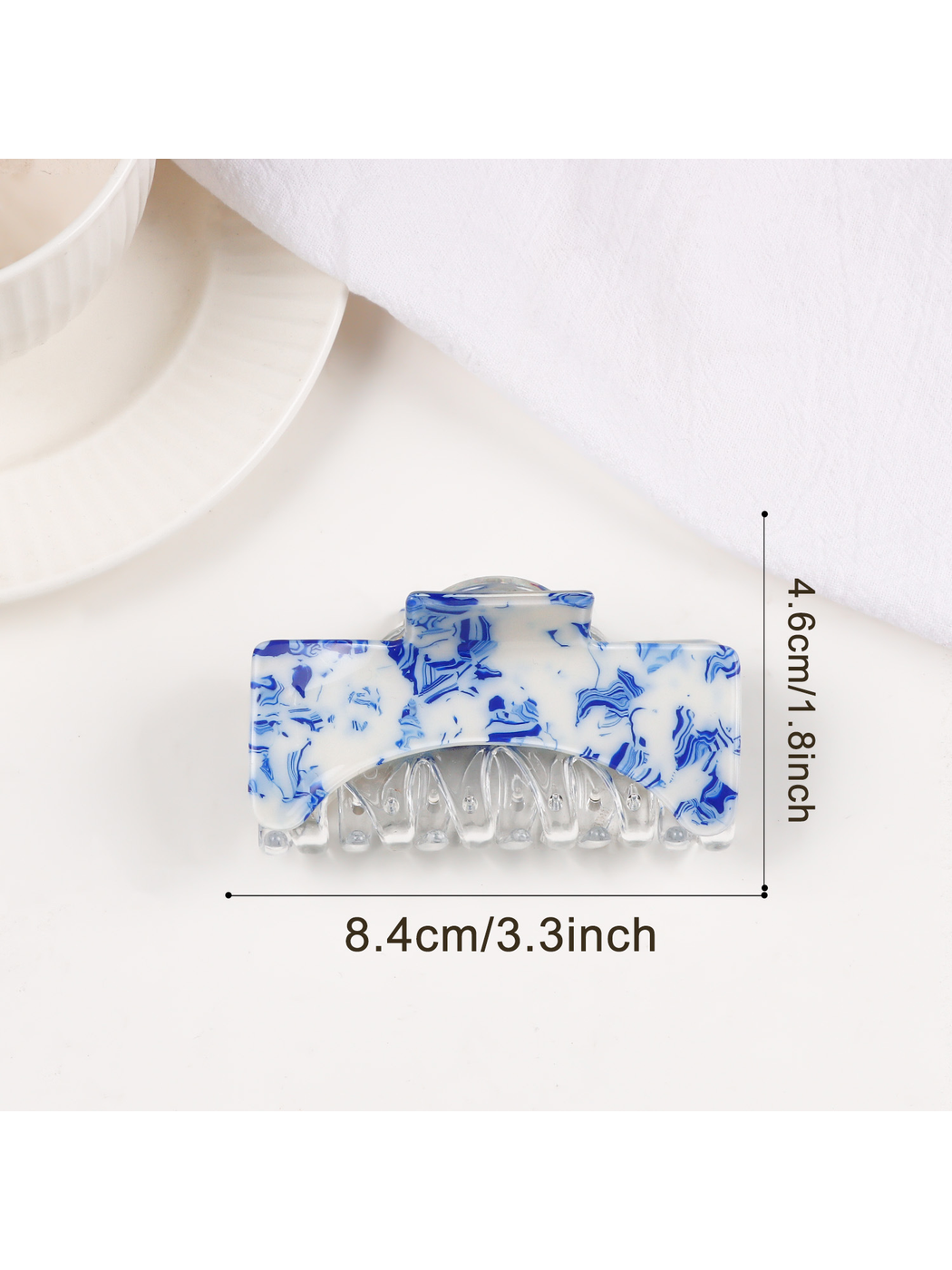 Beau - Large Square Marbled Texture Claw Clip