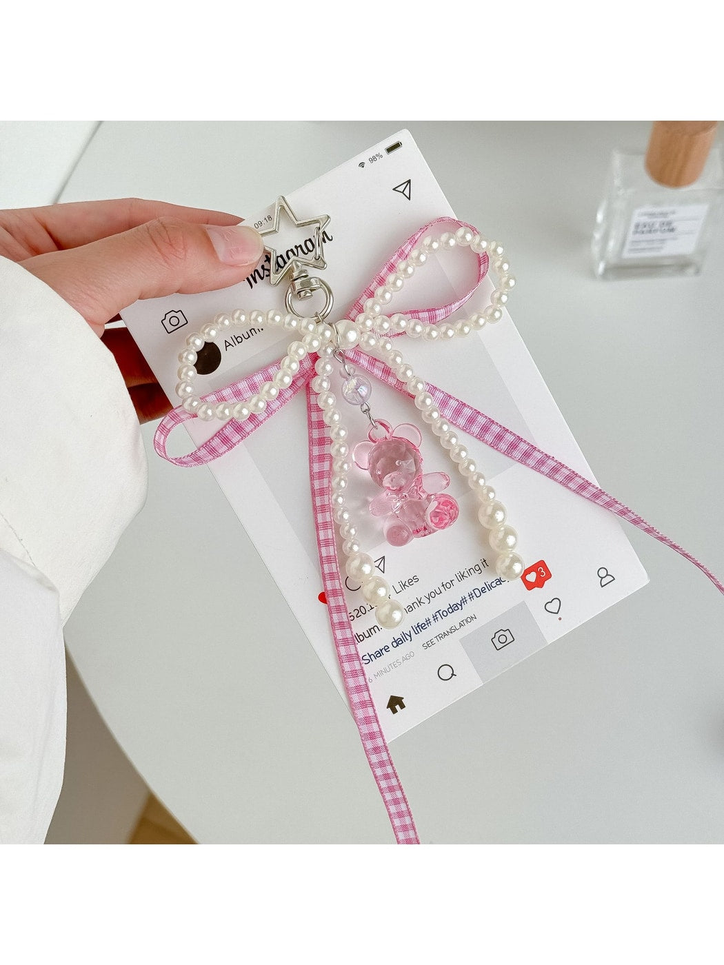 Keypus - Sweet Style Bear Phone Strap Beaded Keychain