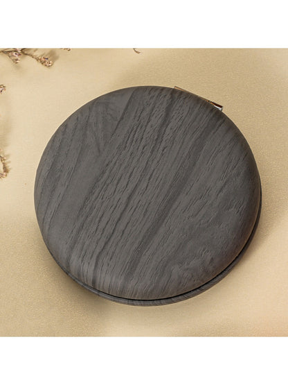 Mirroray - Woodgrain Pattern Round Makeup Mirror