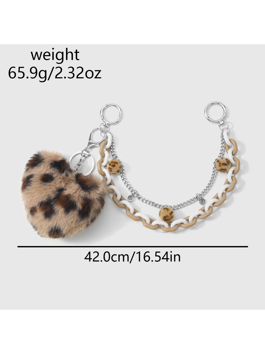 Keypus - Y2K Leopard Heart Chain Bag Charm Keychain
