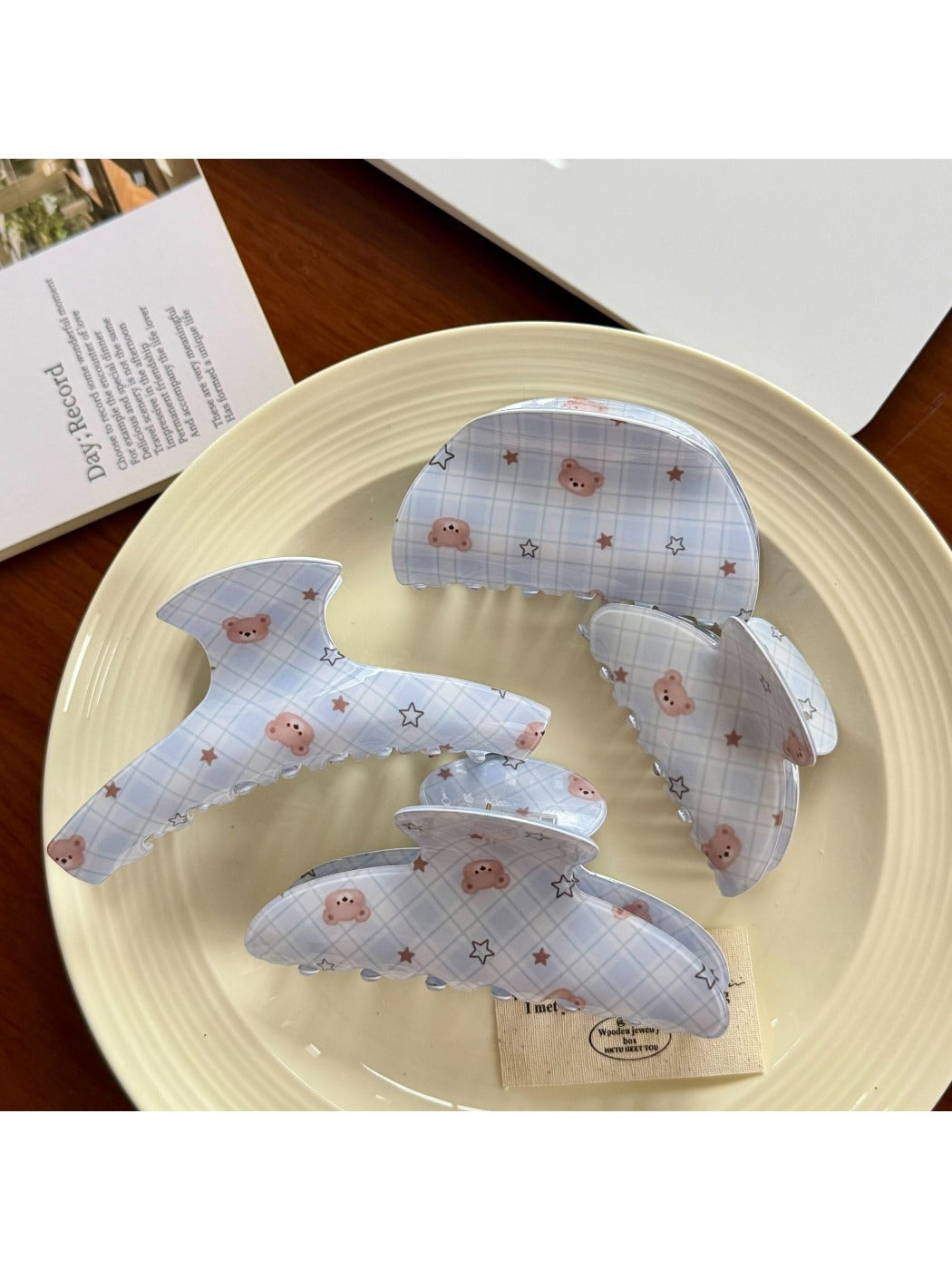 Beau - Sweet Plaid Bear Design Hair Claw Clip
