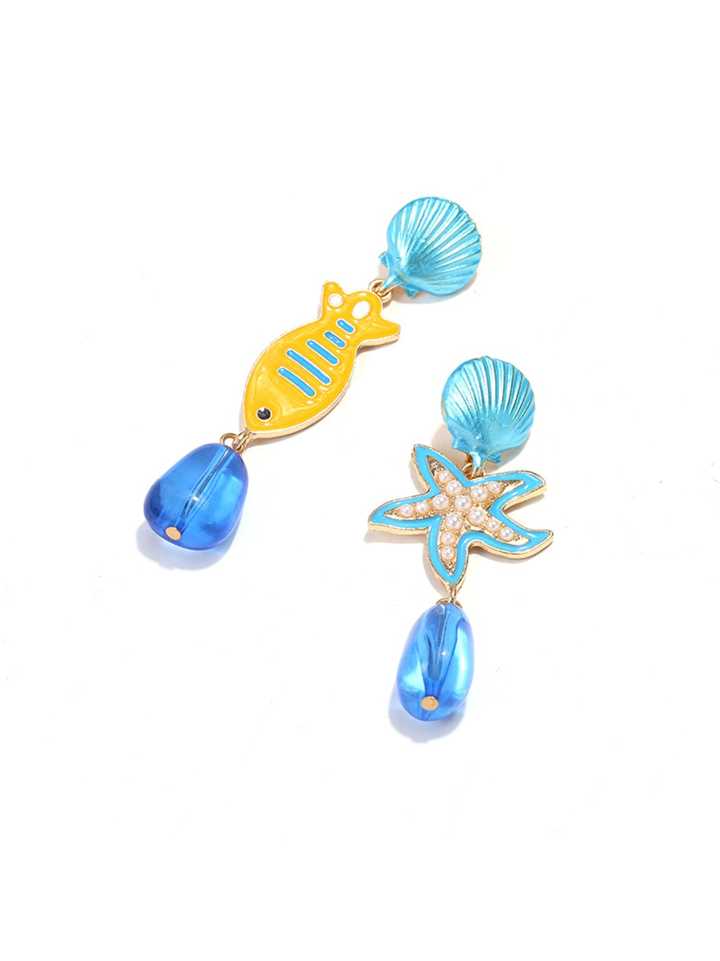 Earedge - Marine Animal Fish and Starfish Dangle Earrings