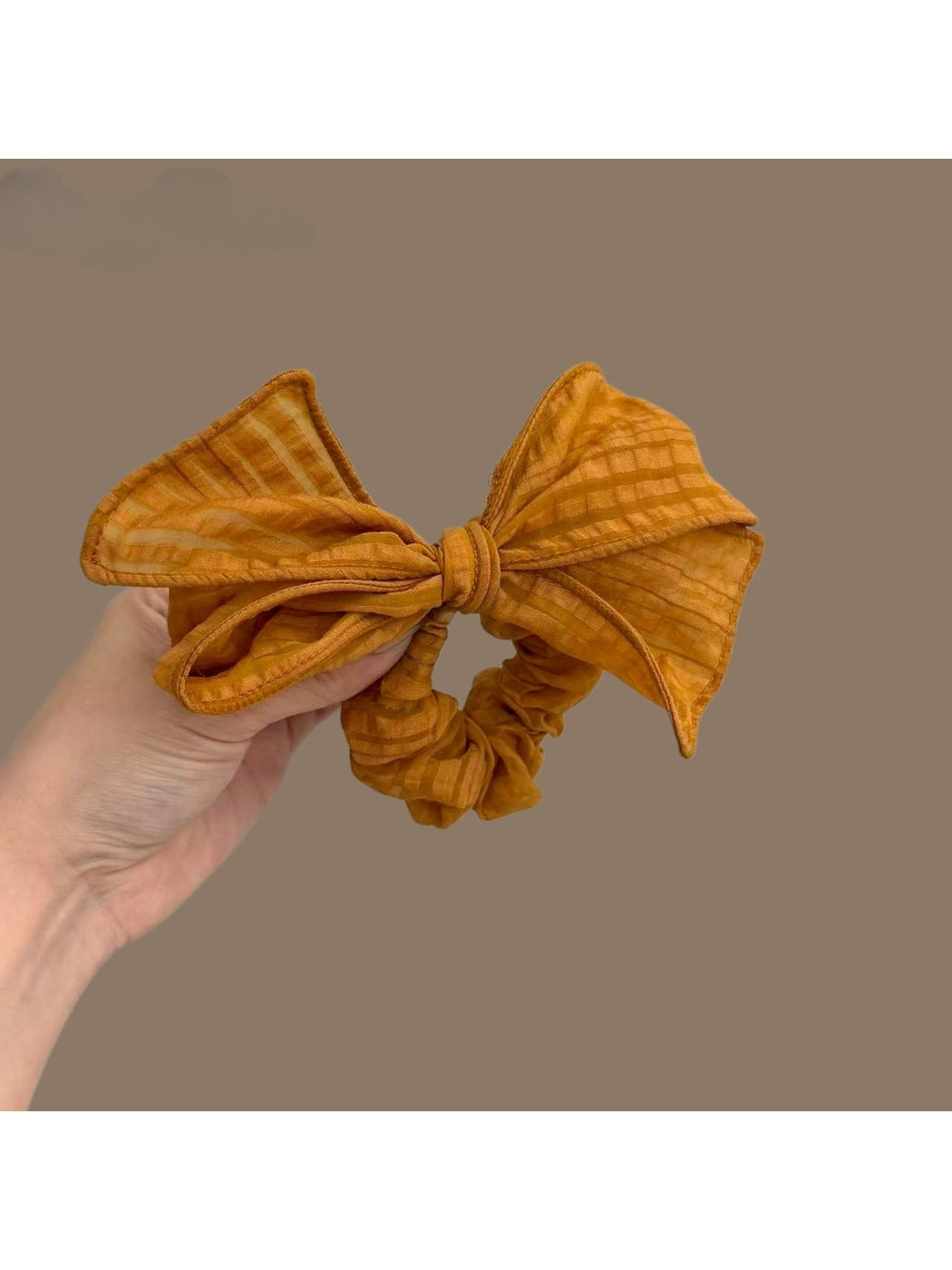 Gifty - Pleated Bow Polyester Fabric Scrunchie