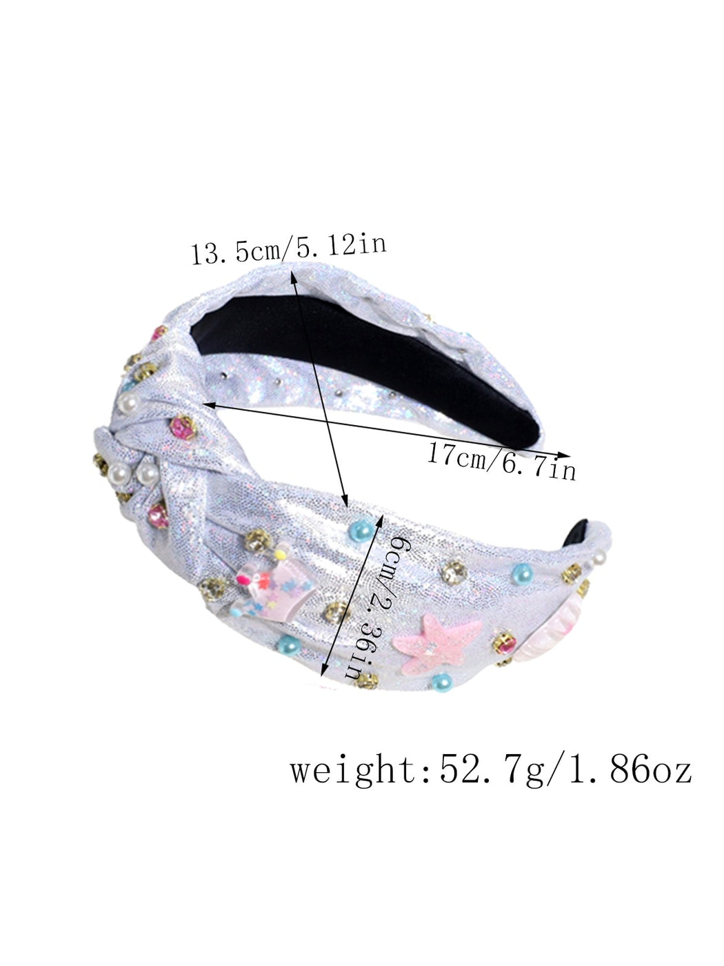 Gifty - Starfish Accent Sequined Wide Knot Headband