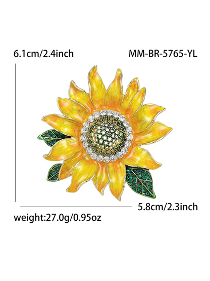 Brovia - Yellow Sunflower Flower Accent Brooch Pin