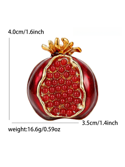 Brovia - Drip Oil Enamel Alloy Pomegranate Brooch