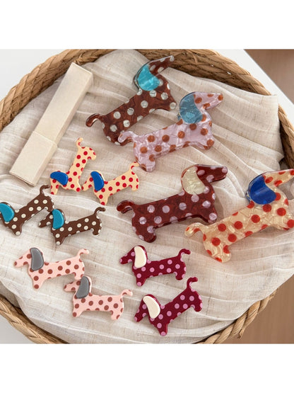 Beau - Cute Polka Dot Puppy Shaped Claw Clip