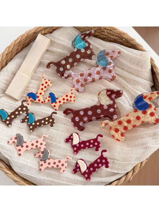 Beau - Cute Polka Dot Puppy Shaped Claw Clip