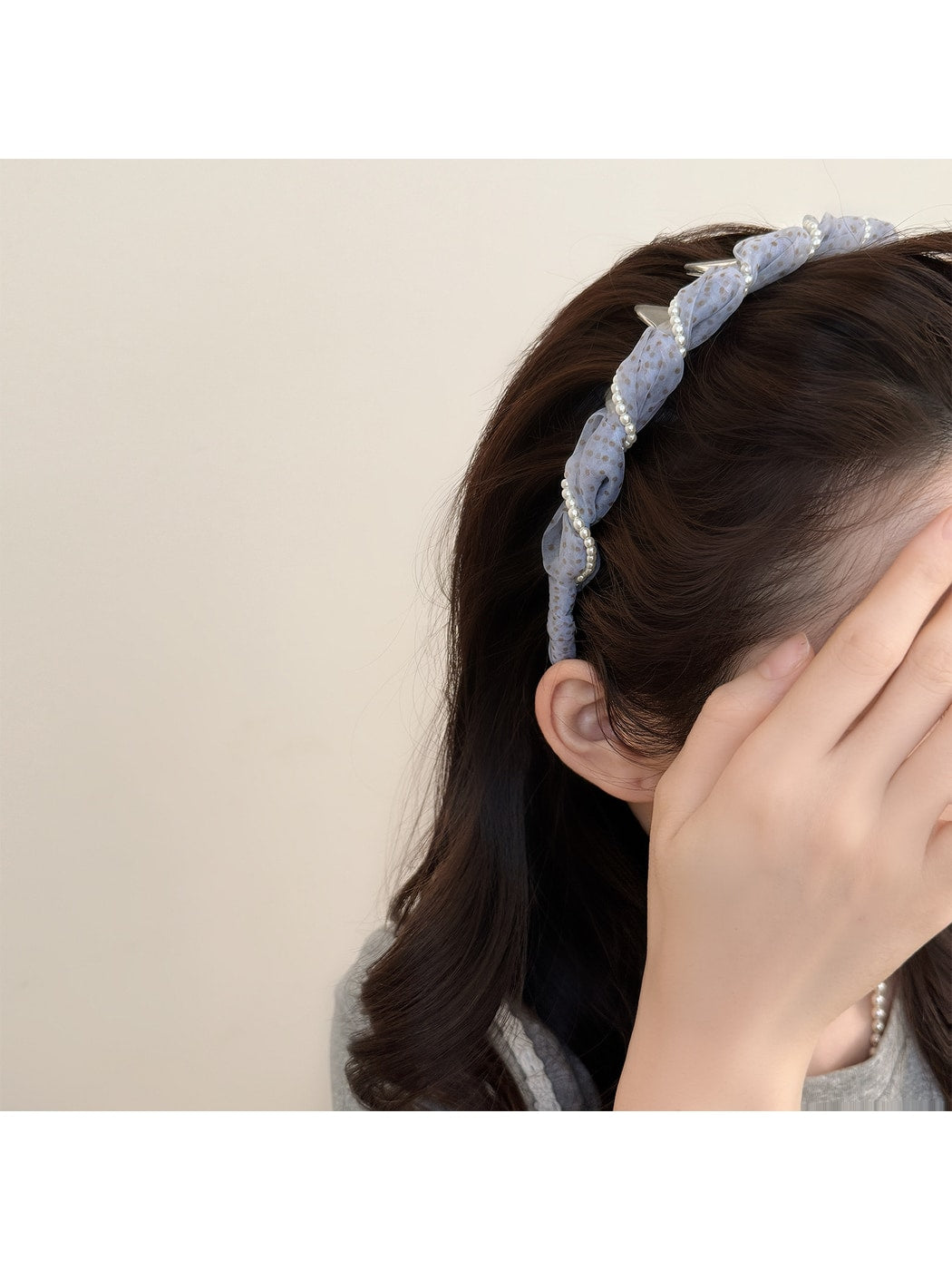 Gifty - Polka Dot Mesh Wrapped Geometric Headband