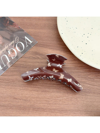 Beau - Brown Butterfly Print Hair Claw Clip