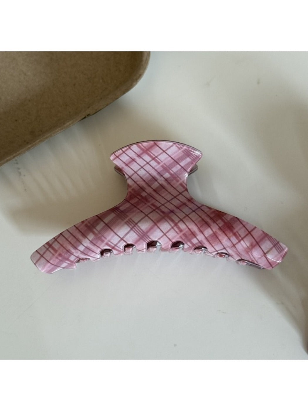 Beau - Pink Plaid Hair Claw Clip