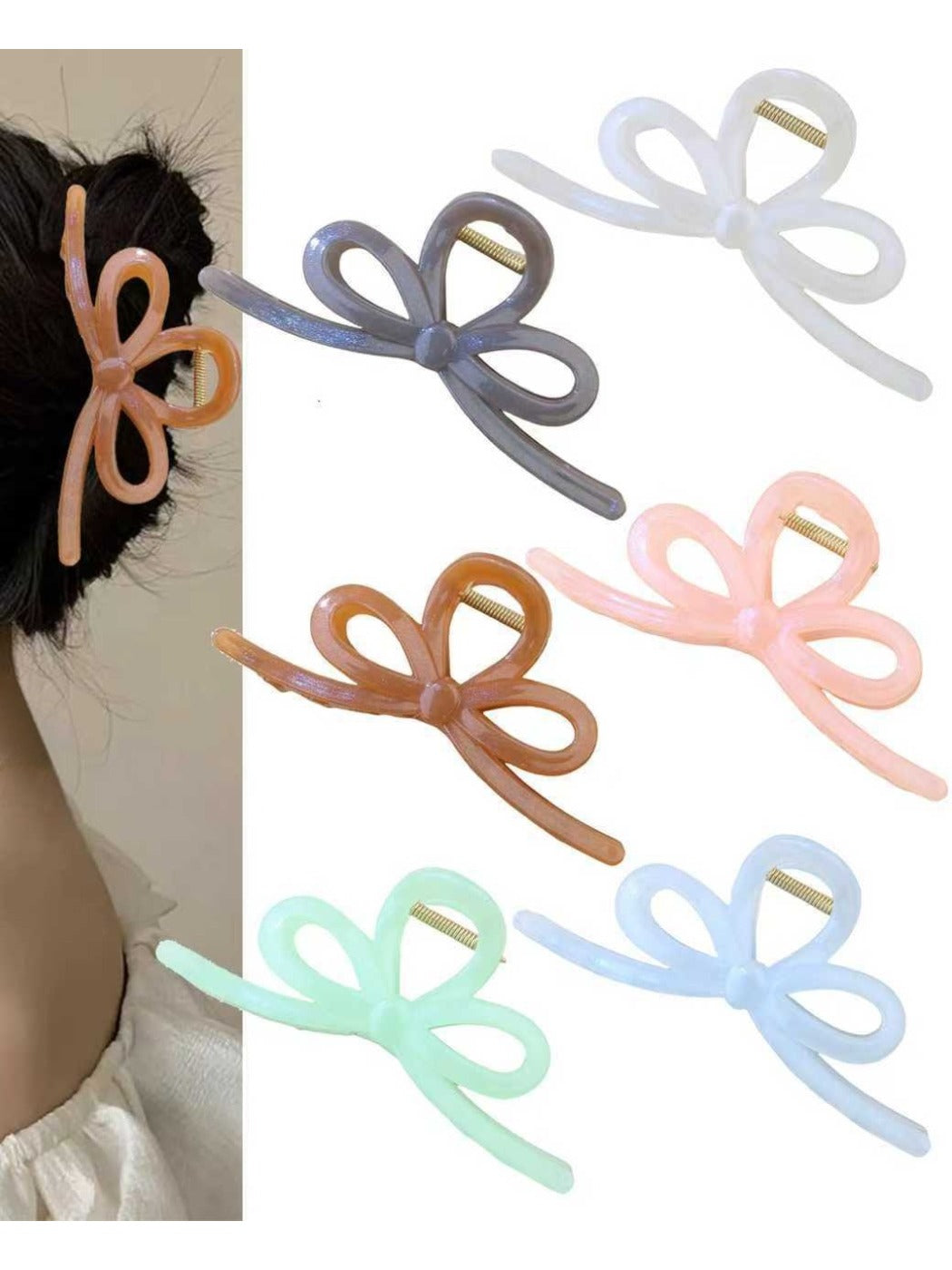 Beau - Pearlescent Bow-Shaped Hair Clip