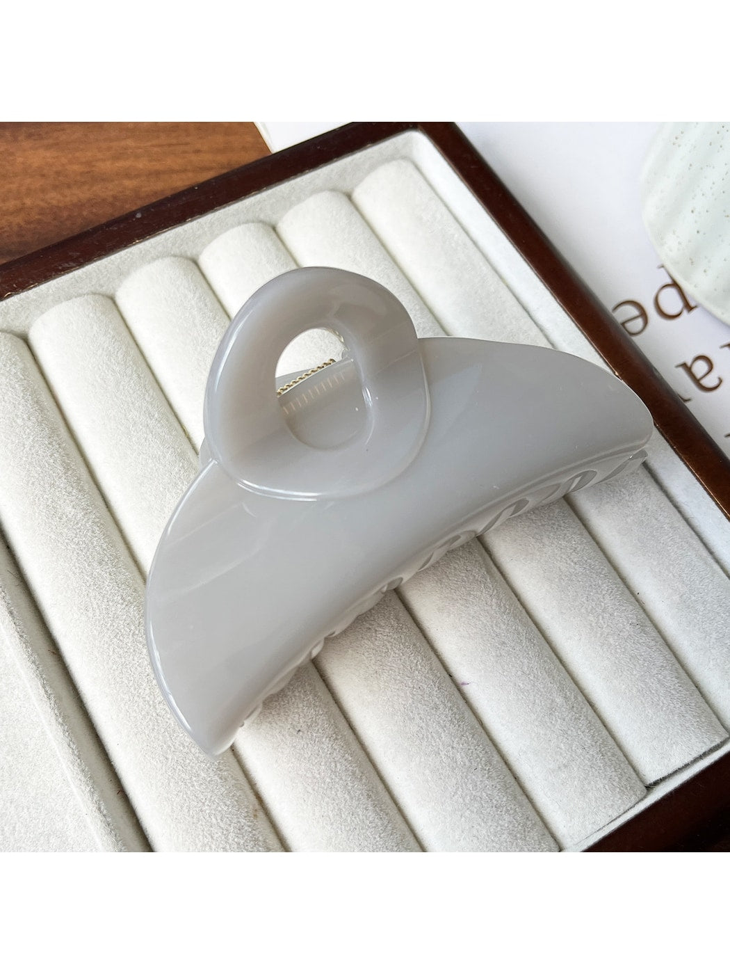 Beau - Glossy Geometric Ring Detail Half Moon Claw Clip