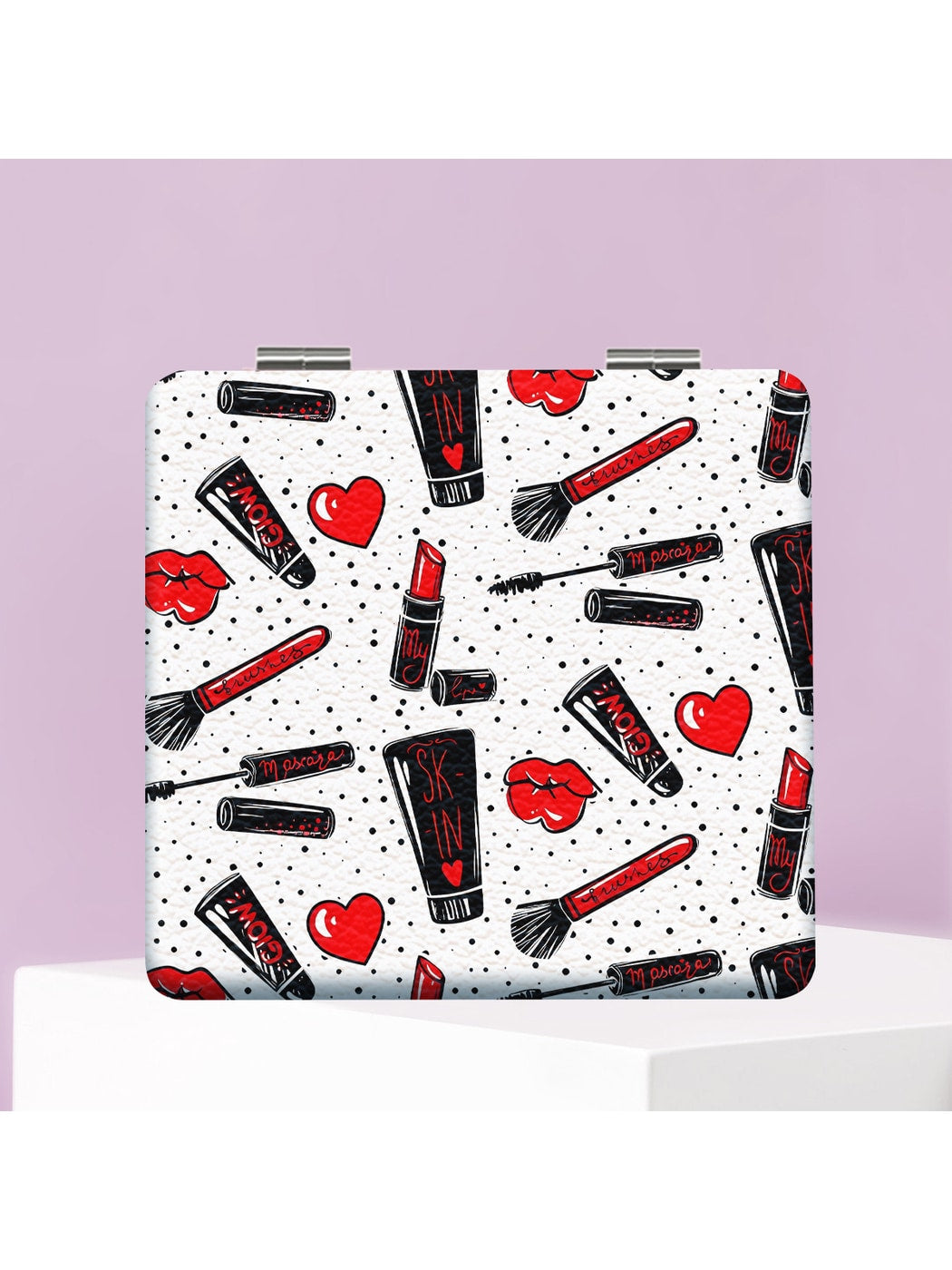 Mirroray - Cartoon Print PU Folding Makeup Mirror