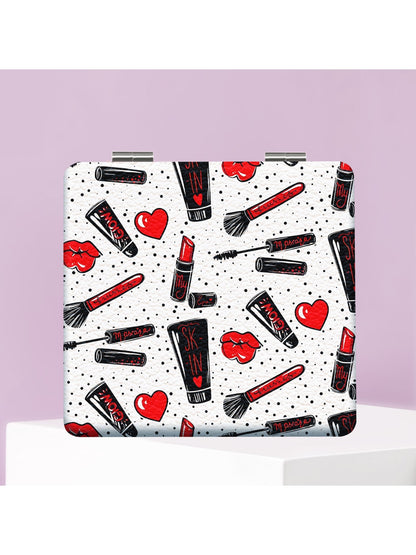 Mirroray - Cartoon Print PU Folding Makeup Mirror