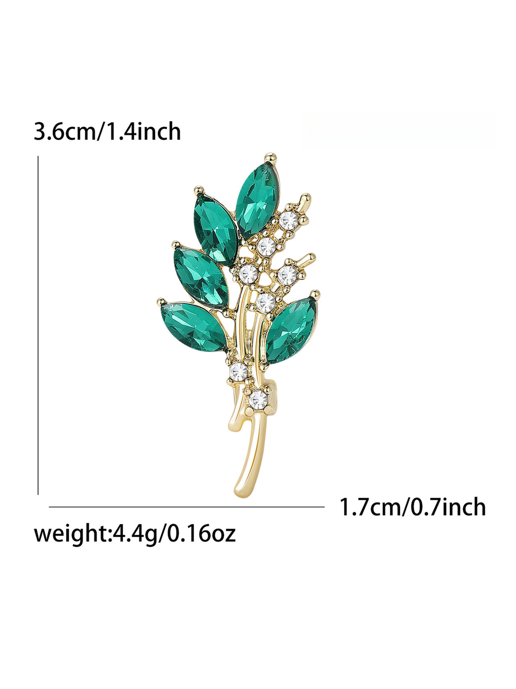 Brovia - Rhinestone Olive Branch Floral Alloy Brooch
